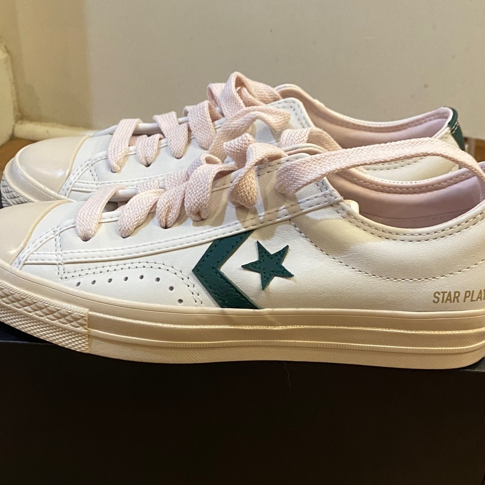 Converse Star Player White with Green Accents